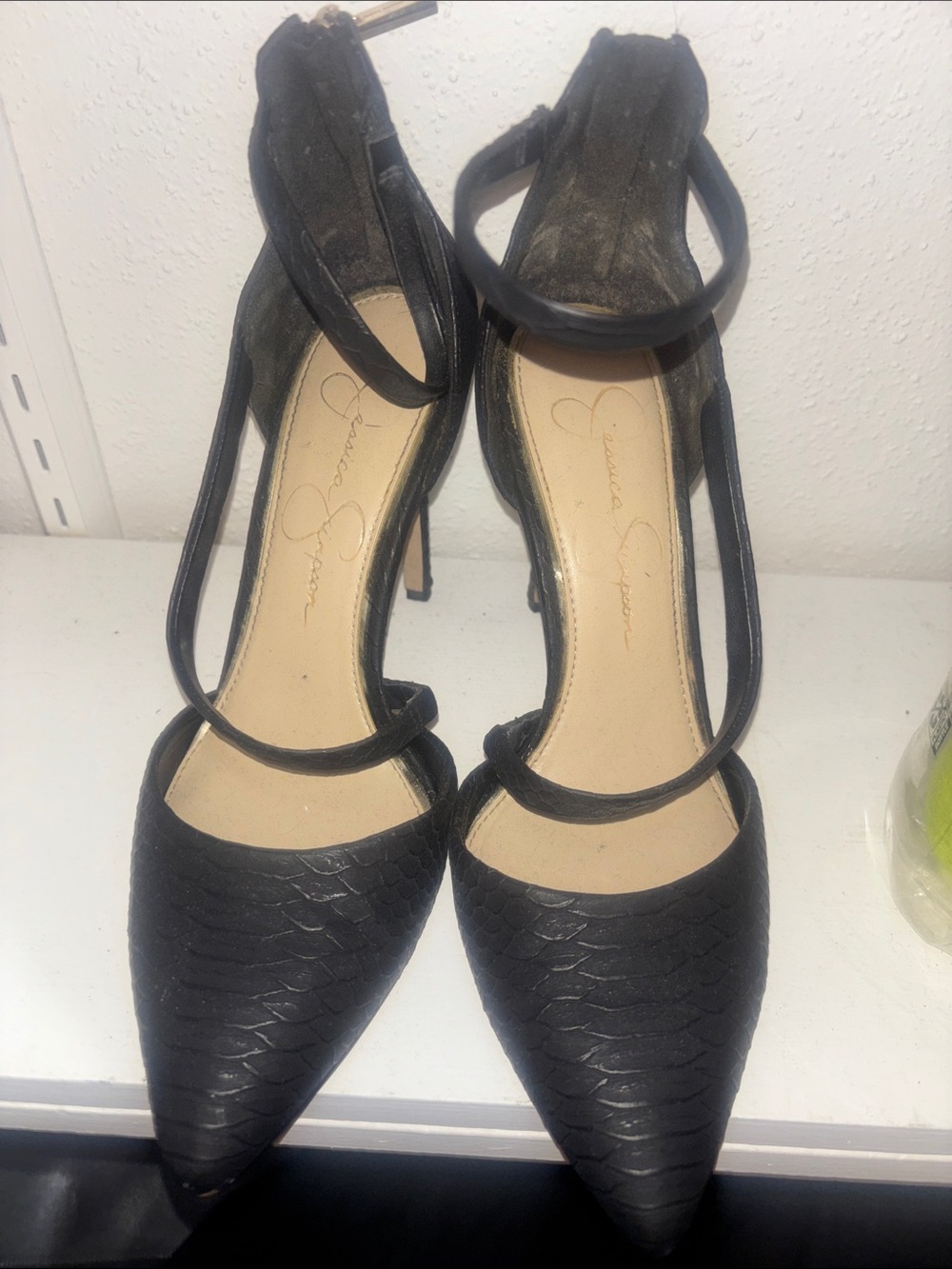 Jessica Simpson Black Pointed Toe Strappy Heels